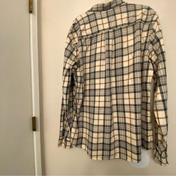 Eddie Bauer Cotton flannel Black gray plaid Long Sleeve button down shirt XLT - Picture 8 of 11